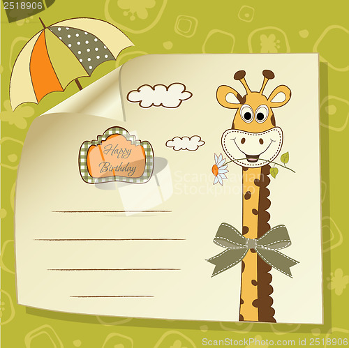 Image of birthday greeting card with giraffe