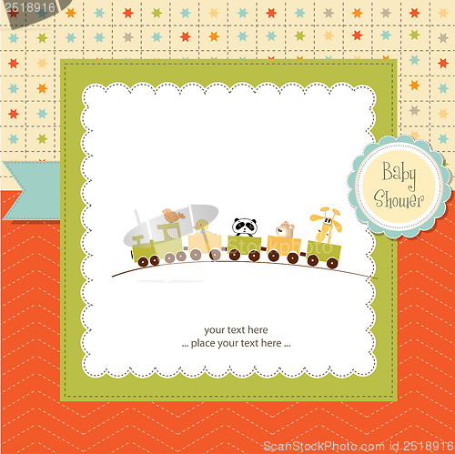 Image of baby  shower card with toy train