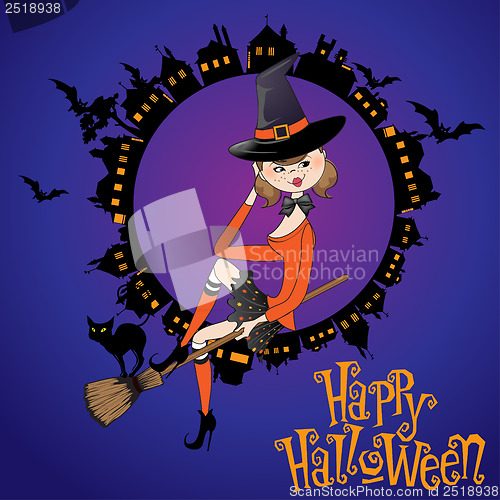 Image of sexy witch sits in a glass of poison