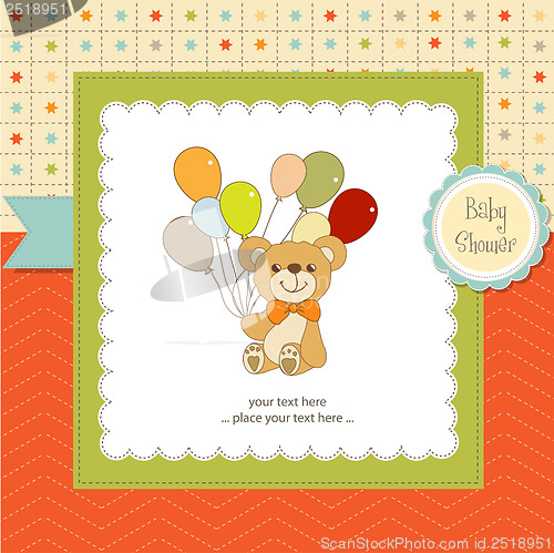 Image of baby shower card with cute teddy bear