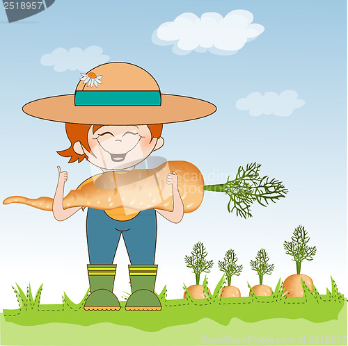 Image of gardener to harvest carrots