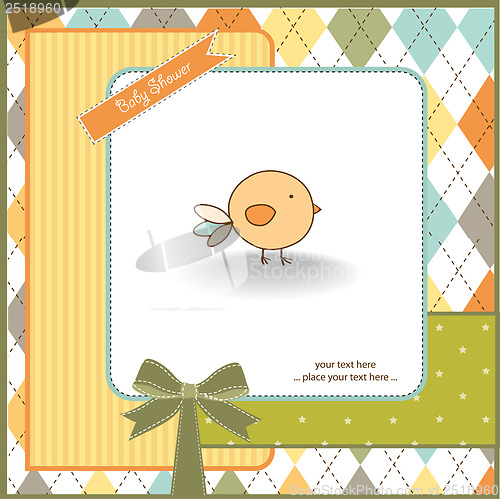 Image of new baby announcement card with chicken