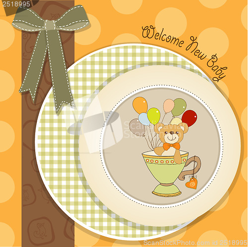 Image of baby shower card with cute teddy bear