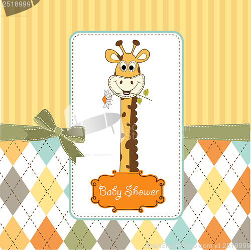 Image of new baby announcement card with giraffe