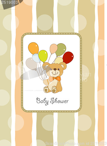 Image of baby shower card with cute teddy bear