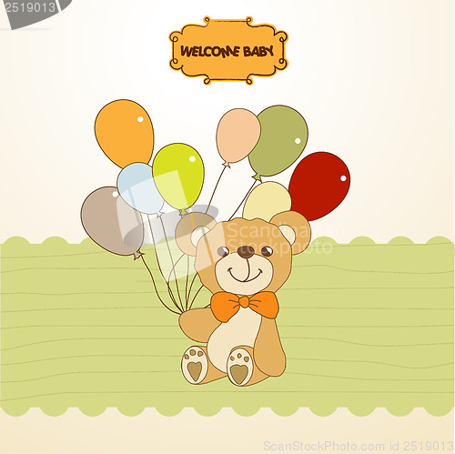 Image of baby shower card with cute teddy bear