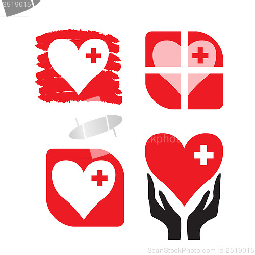Image of hearts items set, isolated on white background