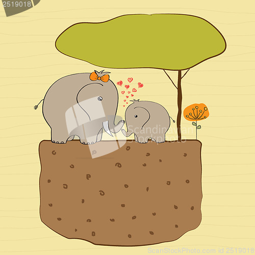 Image of baby shower card with baby elephant and his mother