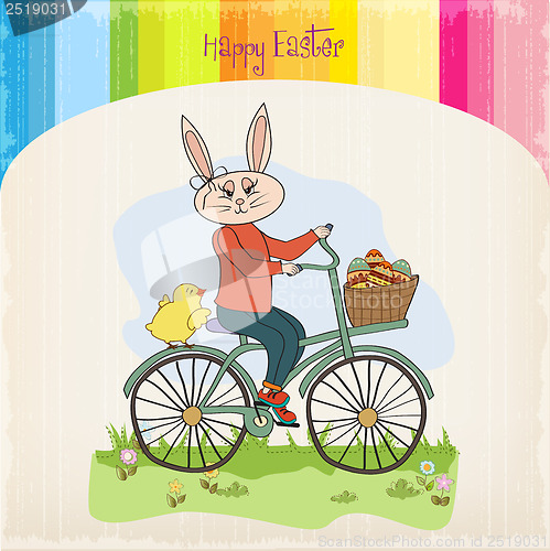 Image of Easter bunny with a basket of Easter eggs