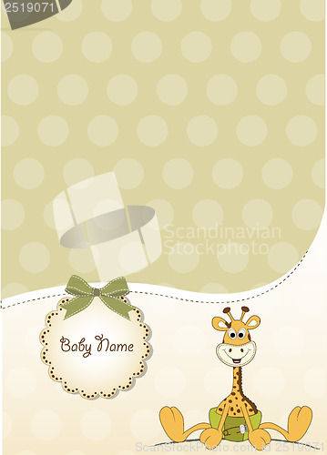 Image of baby shower card with baby giraffe