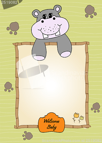 Image of cute baby shower card with hippo