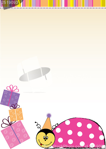 Image of happy birthday card with ladybug