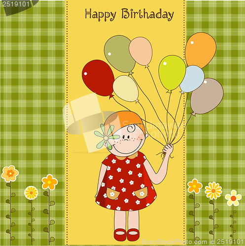 Image of birthday greeting card with girl