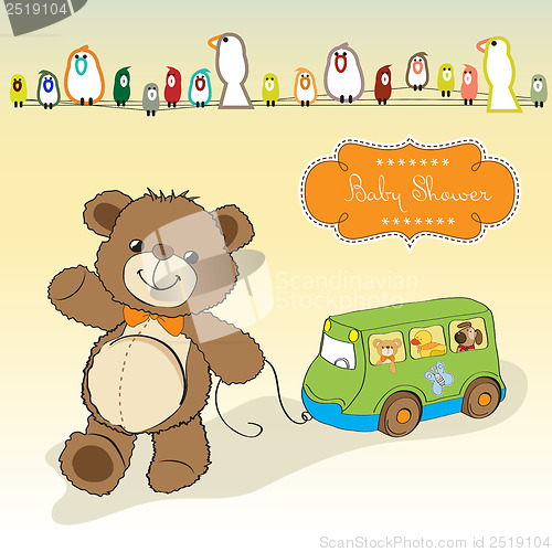 Image of baby shower card with cute teddy bear