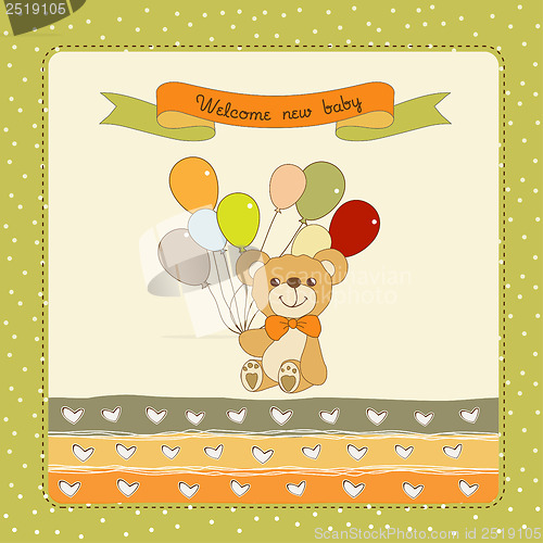 Image of baby shower card with cute teddy bear