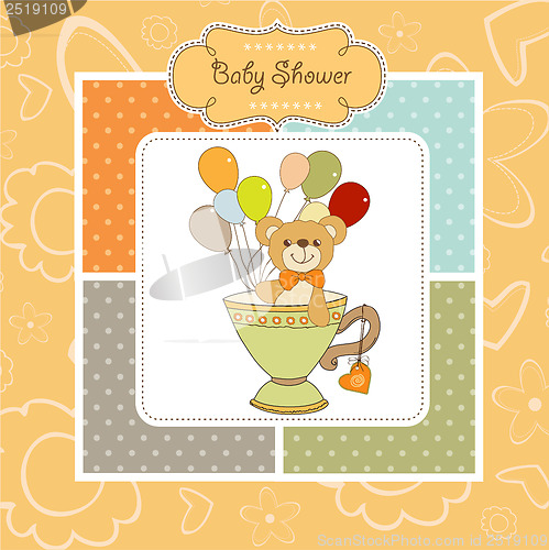 Image of baby shower card with cute teddy bear