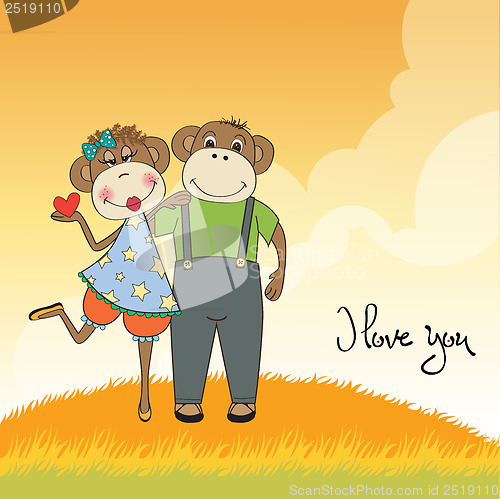 Image of monkeys couple in love