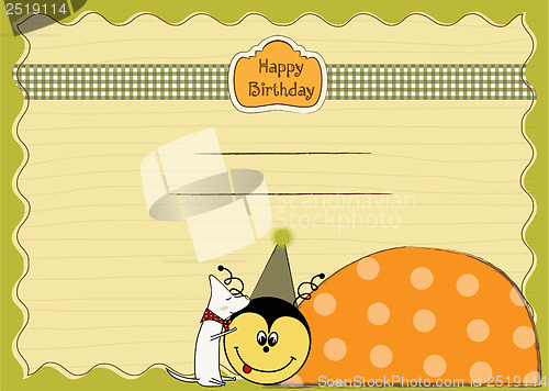 Image of happy birthday card with ladybug