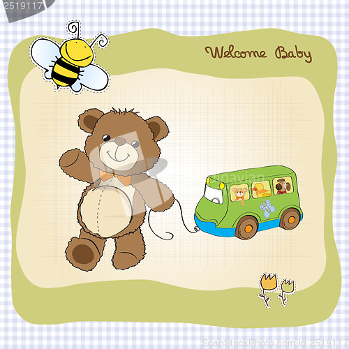 Image of baby shower card with cute teddy bear