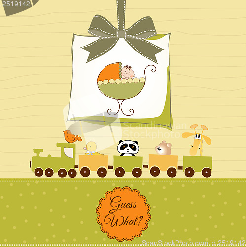 Image of baby shower card with cute stroller