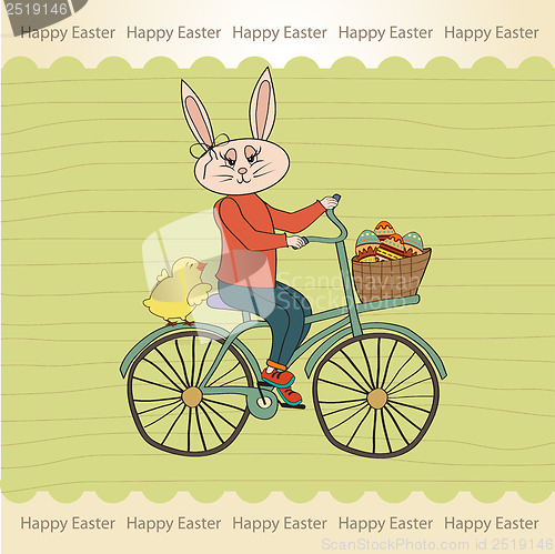 Image of Easter bunny with a basket of Easter eggs