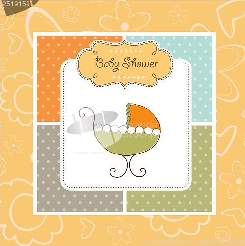 Image of baby  shower card with stroller