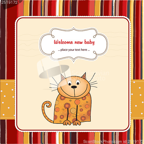 Image of new baby shower card with cat