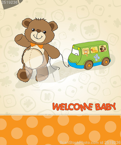 Image of baby shower card with cute teddy bear