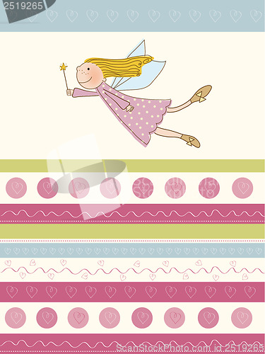 Image of welcome baby girl card with little fairy
