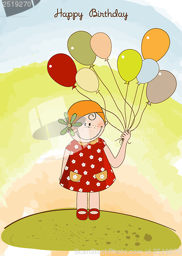 Image of birthday greeting card with girl