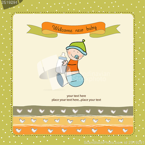 Image of new baby announcement card with kid