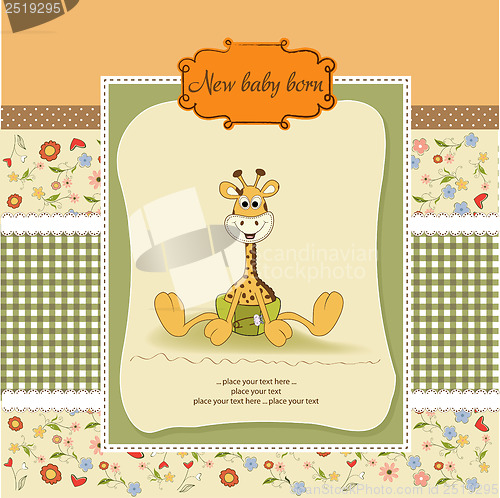 Image of baby shower card with baby giraffe