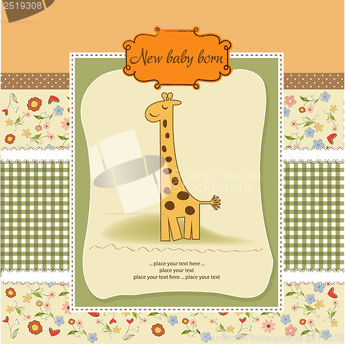 Image of new baby announcement card with giraffe