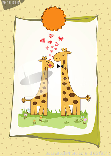 Image of Funny giraffe couple in love