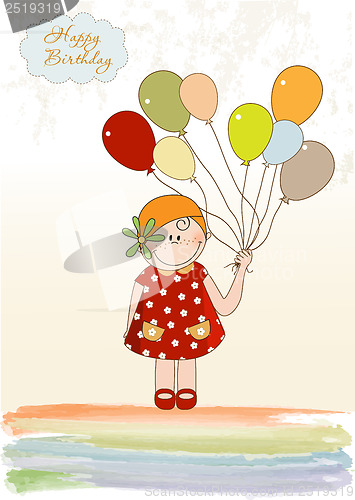 Image of birthday greeting card with girl