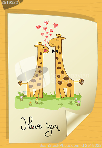 Image of Funny giraffe couple in love