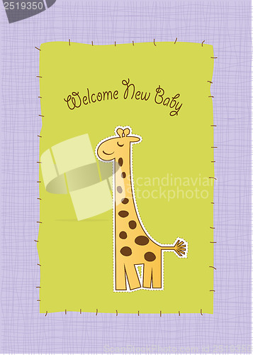 Image of new baby announcement card with giraffe