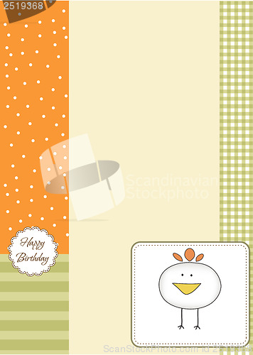 Image of new baby announcement card with chicken