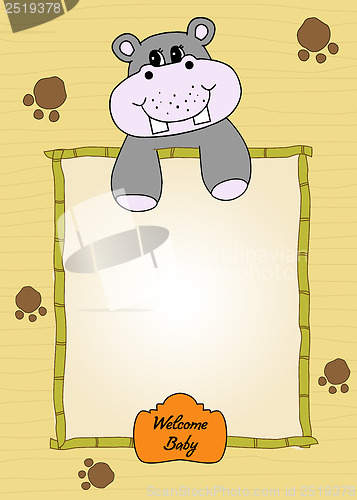 Image of cute baby shower card with hippo