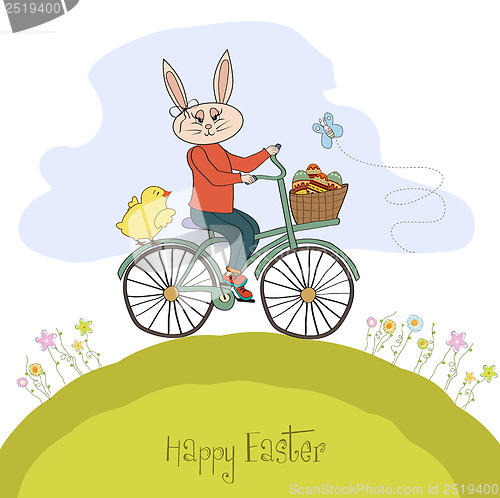 Image of Easter bunny with a basket of Easter eggs
