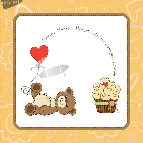 Image of cute love card with teddy bear