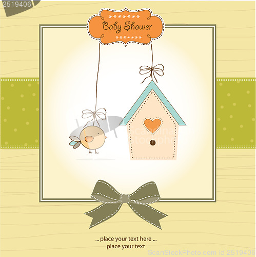 Image of new baby announcement card with chicken
