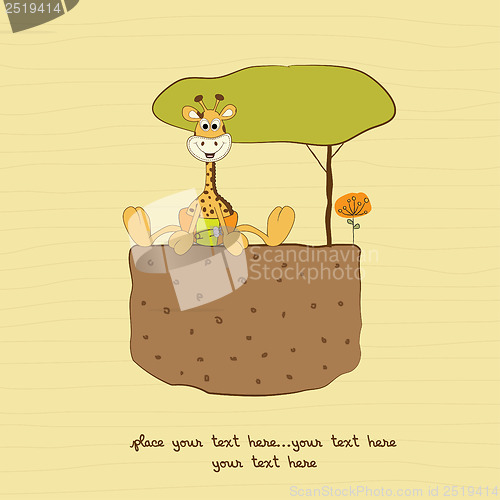 Image of baby shower card with baby giraffe