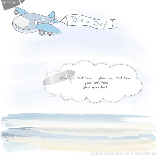 Image of baby boy announcement card with airplane