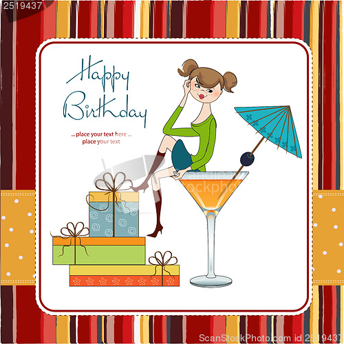 Image of Attractive young girl sitting on the edge of a glass. Glamorous 