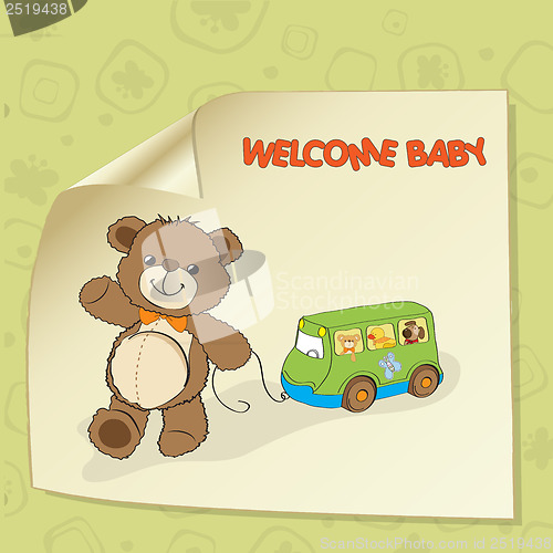 Image of baby shower card with cute teddy bear