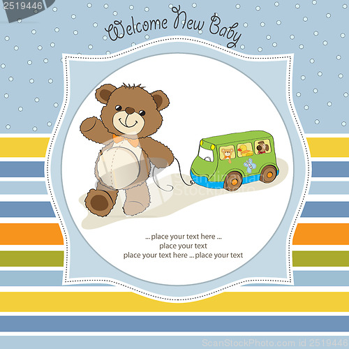 Image of baby shower card with cute teddy bear