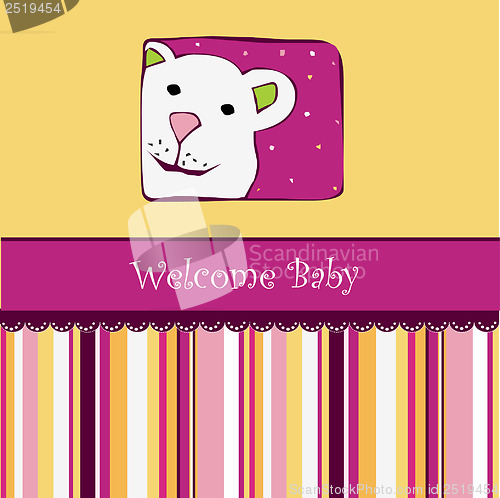 Image of baby shower card with teddy bear toy