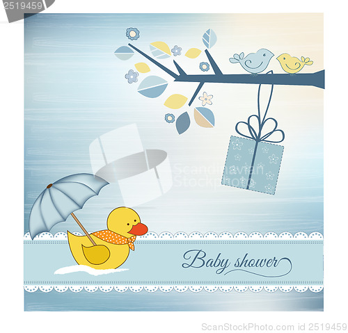 Image of baby  shower card with duck toy