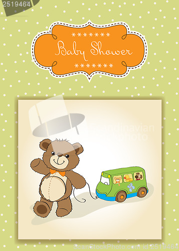 Image of baby shower card with cute teddy bear